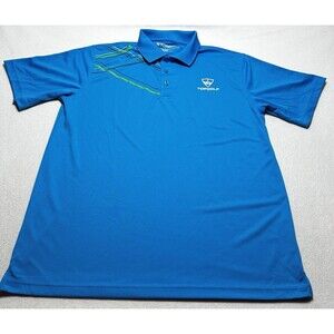 TopGolf Polo Shirt Mens Large Blue Golf Polo 100% Polyester Short Sleeve Golf